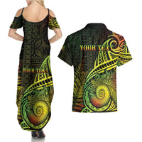 Personalised Fiji Lovoni Day Couples Matching Summer Maxi Dress and Hawaiian Shirt 154th Years LT05 - Polynesian Pride