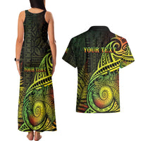 Personalised Fiji Lovoni Day Couples Matching Tank Maxi Dress and Hawaiian Shirt 154th Years LT05 - Polynesian Pride