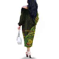 Personalised Fiji Lovoni Day Family Matching Off The Shoulder Long Sleeve Dress and Hawaiian Shirt 154th Years LT05 - Polynesian Pride