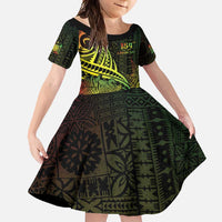 Personalised Fiji Lovoni Day Family Matching Off Shoulder Maxi Dress and Hawaiian Shirt 154th Years LT05 Daughter's Dress Reggae - Polynesian Pride