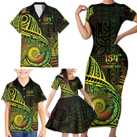 Personalised Fiji Lovoni Day Family Matching Short Sleeve Bodycon Dress and Hawaiian Shirt 154th Years LT05 - Polynesian Pride