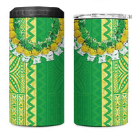 Fiji Lovoni 4 in 1 Can Cooler Tumbler Fijian Tapa Salusalu Green Glitter LT05 One Size: 16 oz Green - Polynesian Pride