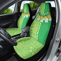 Fiji Lovoni Car Seat Cover Fijian Tapa Salusalu Green Glitter LT05 - Polynesian Pride