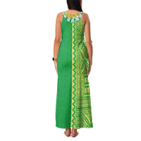 Fiji Lovoni Family Matching Tank Maxi Dress and Hawaiian Shirt Fijian Tapa Salusalu Green Glitter LT05 - Polynesian Pride