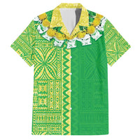 Fiji Lovoni Hawaiian Shirt Fijian Tapa Salusalu Green Glitter LT05 Green - Polynesian Pride