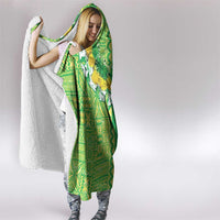 Fiji Lovoni Hooded Blanket Fijian Tapa Salusalu Green Glitter