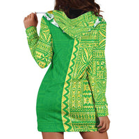 Fiji Lovoni Hoodie Dress Fijian Tapa Salusalu Green Glitter LT05 - Polynesian Pride