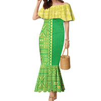 Fiji Lovoni Mermaid Dress Fijian Tapa Salusalu Green Glitter LT05 Women Green - Polynesian Pride