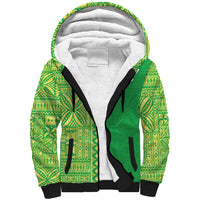 Fiji Lovoni Sherpa Hoodie Fijian Tapa Salusalu Green Glitter LT05 Unisex Green - Polynesian Pride