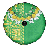 Fiji Lovoni Spare Tire Cover Fijian Tapa Salusalu Green Glitter LT05 - Polynesian Pride