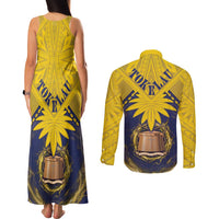 Tokelau Tokehega Day Couples Matching Tank Maxi Dress and Long Sleeve Button Shirt National Badge Special Style LT05 - Polynesian Pride
