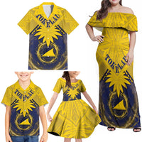 Tokelau Tokehega Day Family Matching Off Shoulder Maxi Dress and Hawaiian Shirt National Badge Special Style LT05 - Polynesian Pride