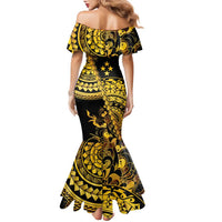 Kosrae Liberation Day Family Matching Mermaid Dress and Hawaiian Shirt Polynesian Floral Tattoo LT05 - Polynesian Pride