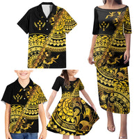 Kosrae Liberation Day Family Matching Puletasi and Hawaiian Shirt Polynesian Floral Tattoo LT05 - Polynesian Pride