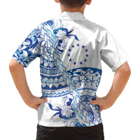 Pohnpei Liberation Day Family Matching Off The Shoulder Long Sleeve Dress and Hawaiian Shirt Polynesian Floral Tattoo LT05 - Polynesian Pride