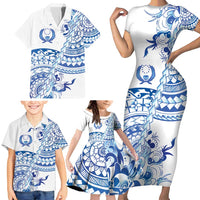 Pohnpei Liberation Day Family Matching Short Sleeve Bodycon Dress and Hawaiian Shirt Polynesian Floral Tattoo LT05 - Polynesian Pride
