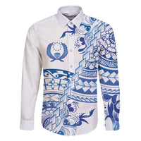 Pohnpei Liberation Day Family Matching Short Sleeve Bodycon Dress and Hawaiian Shirt Polynesian Floral Tattoo LT05 Dad's Shirt - Long Sleeve White - Polynesian Pride