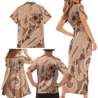 Hawaii Brown Hibiscus Pikake Lei Family Matching Short Sleeve Bodycon Dress and Hawaiian Shirt LT05 - Polynesian Pride