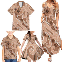 Hawaii Brown Hibiscus Pikake Lei Family Matching Summer Maxi Dress and Hawaiian Shirt LT05 - Polynesian Pride