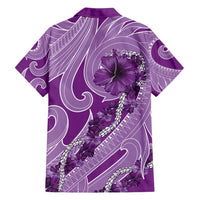 Hawaii Violet Hibiscus Pikake Lei Family Matching Summer Maxi Dress and Hawaiian Shirt LT05 - Polynesian Pride