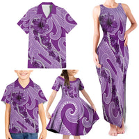Hawaii Violet Hibiscus Pikake Lei Family Matching Tank Maxi Dress and Hawaiian Shirt LT05 - Polynesian Pride