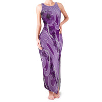 Hawaii Violet Hibiscus Pikake Lei Family Matching Tank Maxi Dress and Hawaiian Shirt LT05 Mom's Dress Violet - Polynesian Pride