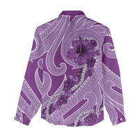 Hawaii Violet Hibiscus Pikake Lei Women Casual Shirt - Polynesian Pride