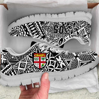 Custom Fiji Rugby Sneakers Fijian Tapa Pattern Black Version LT05 White - Polynesian Pride