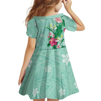 Hawaii Tropical Flowers Family Matching Summer Maxi Dress and Hawaiian Shirt - Polynesian Tattoo Mint Green LT05 - Polynesian Pride