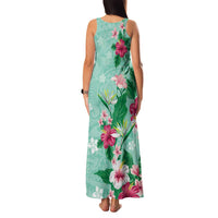Hawaii Tropical Flowers Family Matching Tank Maxi Dress and Hawaiian Shirt - Polynesian Tattoo Mint Green LT05 - Polynesian Pride
