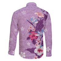 Hawaii Tropical Flowers Family Matching Puletasi and Hawaiian Shirt Polynesian Tattoo Lavender LT05 - Polynesian Pride