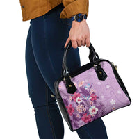 Hawaii Tropical Flowers Shoulder Handbag Polynesian Tattoo Lavender