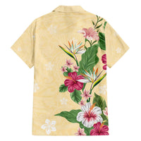 Hawaii Tropical Flowers Family Matching Puletasi and Hawaiian Shirt Polynesian Tattoo Buttermilk LT05 - Polynesian Pride