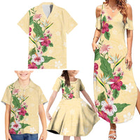 Hawaii Tropical Flowers Polynesian Tattoo – Family Matching Maxi Dress & Hawaiian Shirt – Buttermilk LT05 - Polynesian Pride