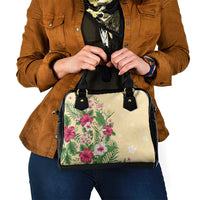 Hawaii Tropical Flowers Shoulder Handbag Polynesian Tattoo Buttermilk