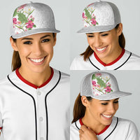 Hawaii Tropical Flowers Baseball Net Cap Polynesian Tattoo White