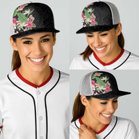 Hawaii Tropical Flowers Baseball Net Cap Polynesian Tattoo Black