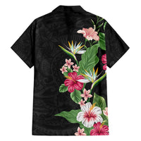 Hawaii Tropical Flowers Family Matching Tank Maxi Dress and Hawaiian Shirt - Polynesian Tattoo Black LT05 - Polynesian Pride