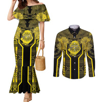 Niue The Rock Couples Matching Mermaid Dress and Long Sleeve Button Shirt The Island Of The Uga LT05 Black - Polynesian Pride