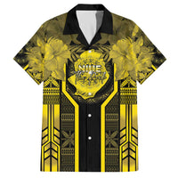 Niue The Rock Family Matching Off The Shoulder Long Sleeve Dress and Hawaiian Shirt The Island Of The Uga LT05 Dad's Shirt - Short Sleeve Black - Polynesian Pride