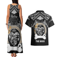 Personalized Shiba Inu Dog Couples Matching Tank Maxi Dress and Hawaiian Shirt With Polynesian Heart Name Tags LT05 - Polynesian Pride