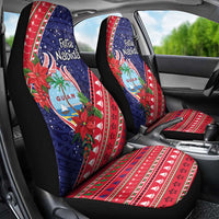 Guam Christmas Car Seat Cover Felis Nabidat Guaman Seal With Poinsettia LT05 - Polynesian Pride
