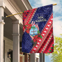 Guam Christmas Garden Flag Felis Nabidat Guaman Seal With Poinsettia LT05 House Flag Blue - Polynesian Pride