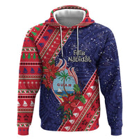 Guam Christmas Hoodie Felis Nabidat Guaman Seal With Poinsettia LT05 Pullover Hoodie Blue - Polynesian Pride