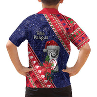 Guam Christmas Kid Hawaiian Shirt Felis Nabidat Guaman Seal With Poinsettia LT05 - Polynesian Pride