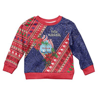 Guam Christmas Kid Ugly Christmas Sweater Felis Nabidat Guaman Seal With Poinsettia LT05 Kid Blue - Polynesian Pride