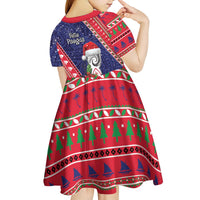 Guam Christmas Kid Short Sleeve Dress Felis Nabidat Guaman Seal With Poinsettia LT05 - Polynesian Pride