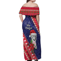 Guam Christmas Off Shoulder Maxi Dress Felis Nabidat Guaman Seal With Poinsettia LT05 - Polynesian Pride