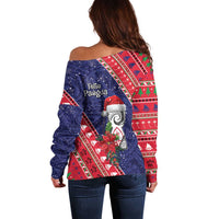 Guam Christmas Off Shoulder Sweater Felis Nabidat Guaman Seal With Poinsettia LT05 - Polynesian Pride