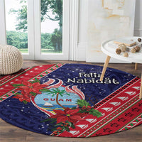 Guam Christmas Round Carpet Felis Nabidat Guaman Seal With Poinsettia LT05 - Polynesian Pride